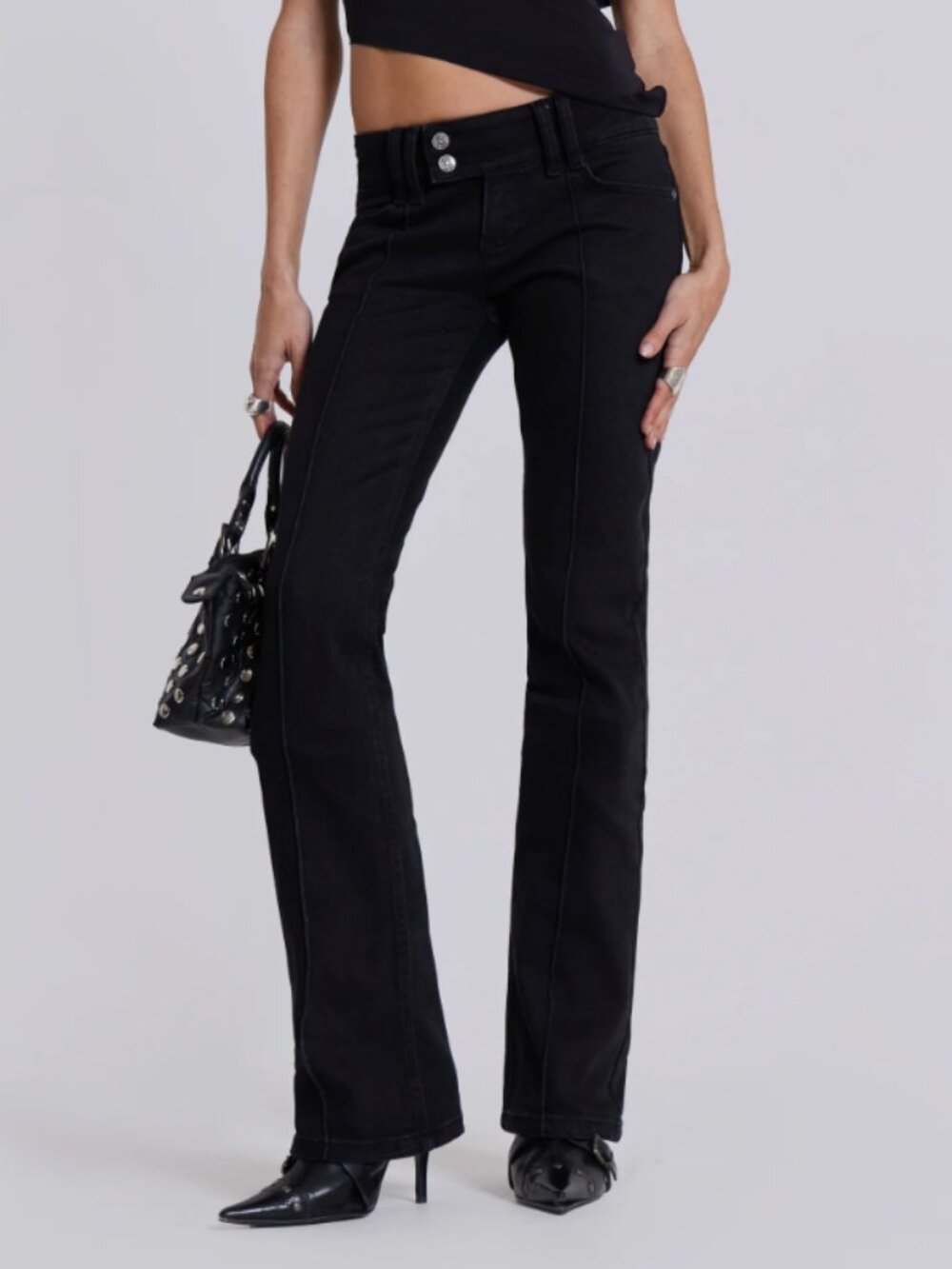 Jaded London Pintuck Stretch Bootcut Jeans Black W24 NWT